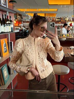ZARA WOMAN SS26 NWT SALE! ZW COLLECTION LACE BLAZER JACKET ECRU 1758/050/712 S M